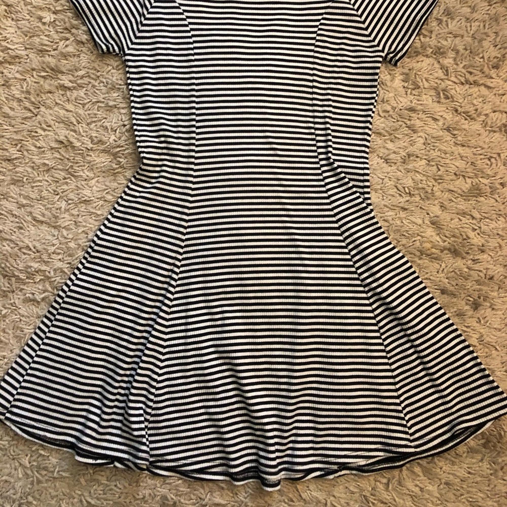 Rubbed Black and WHite Fit and Flare Dress